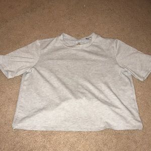 Forever 21 Grey Twisted Back Cropped T